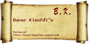 Baner Kleofás névjegykártya